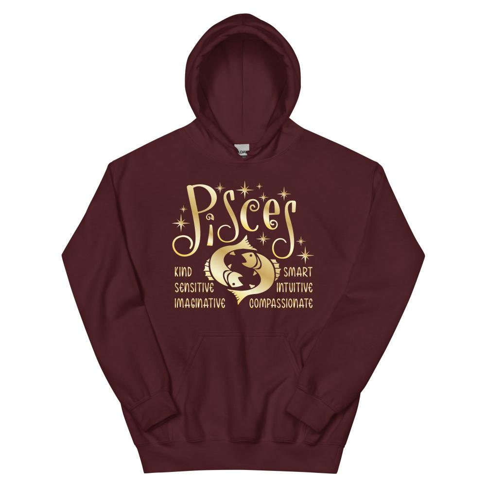 Pisces Zodiac Positive Traits Hoodie - Maroon Color - https://ascensionemporium.net